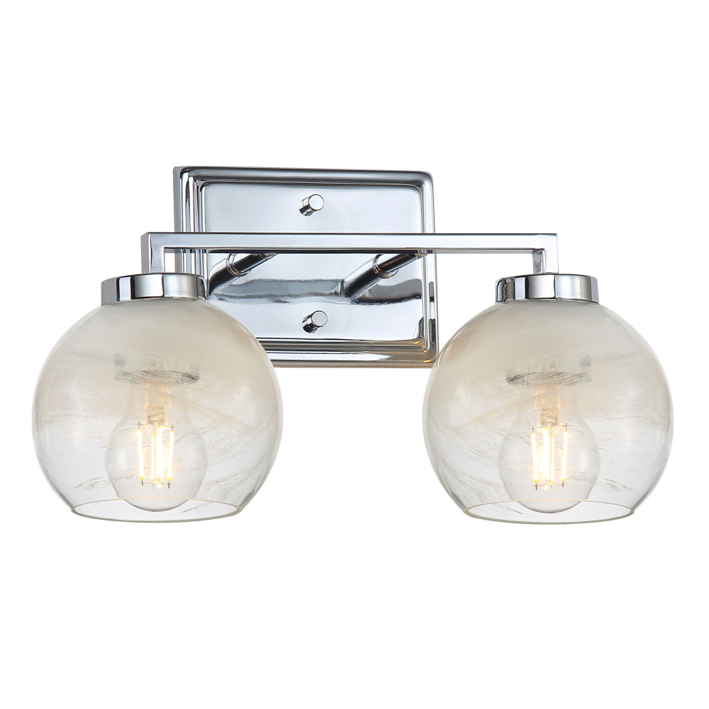 Yep by Golden Lighting Elliott 2-light Vanity in Chrome and Clear Alabaster Glass